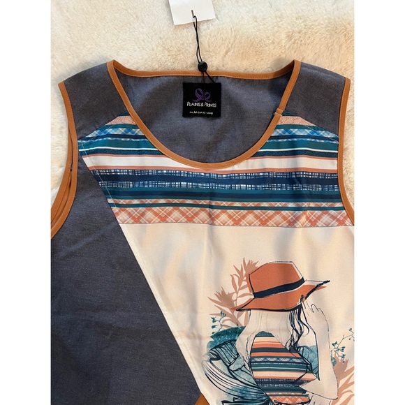 PLAINS & PRINTS PRINTED SLEEVELESS BLOUSE, WOMEN, MEDIUM, 6 - Picture 3 of 7